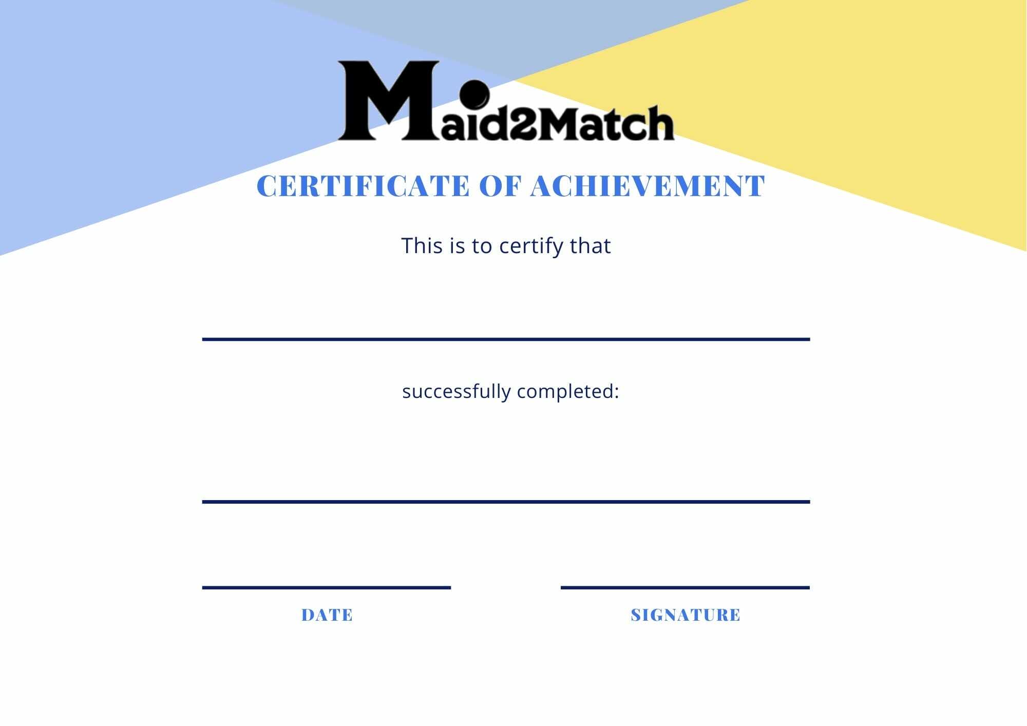 Certificate for completing chores