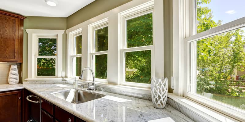 Beautiful kitchen cabinet with marble top and steel sink