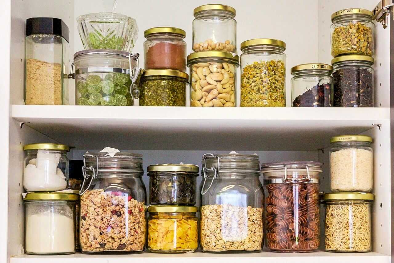 food items organised in a pantry