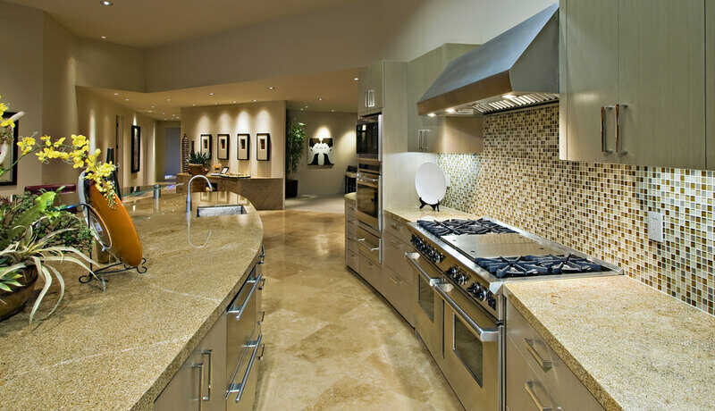 Open plan kitchen in modern house