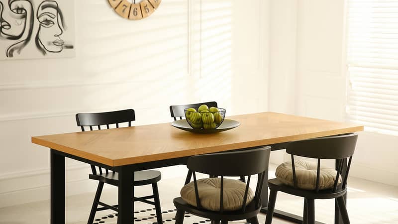 Rectangular tables are versatile and easy to position in a room.