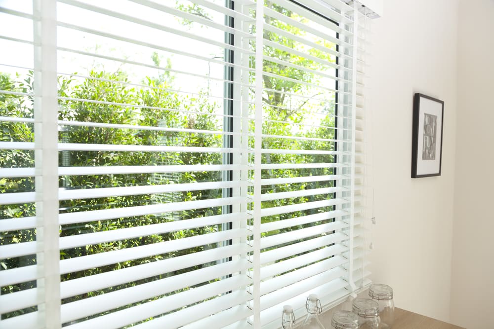 venetian blinds by the window