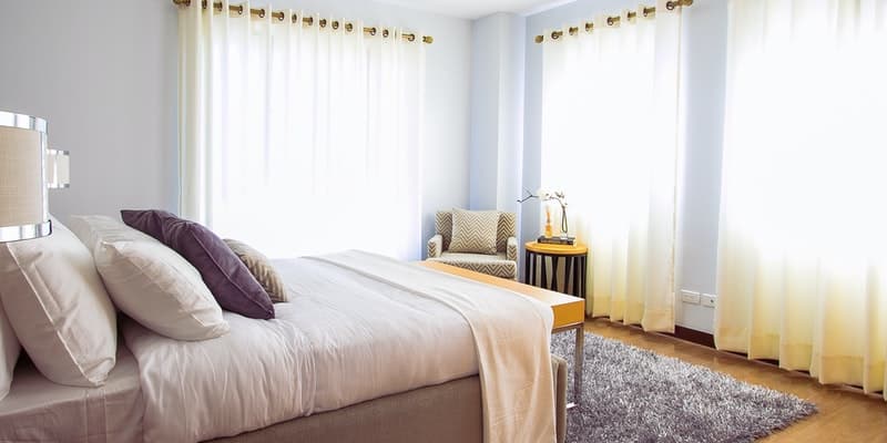 bedroom with curtains