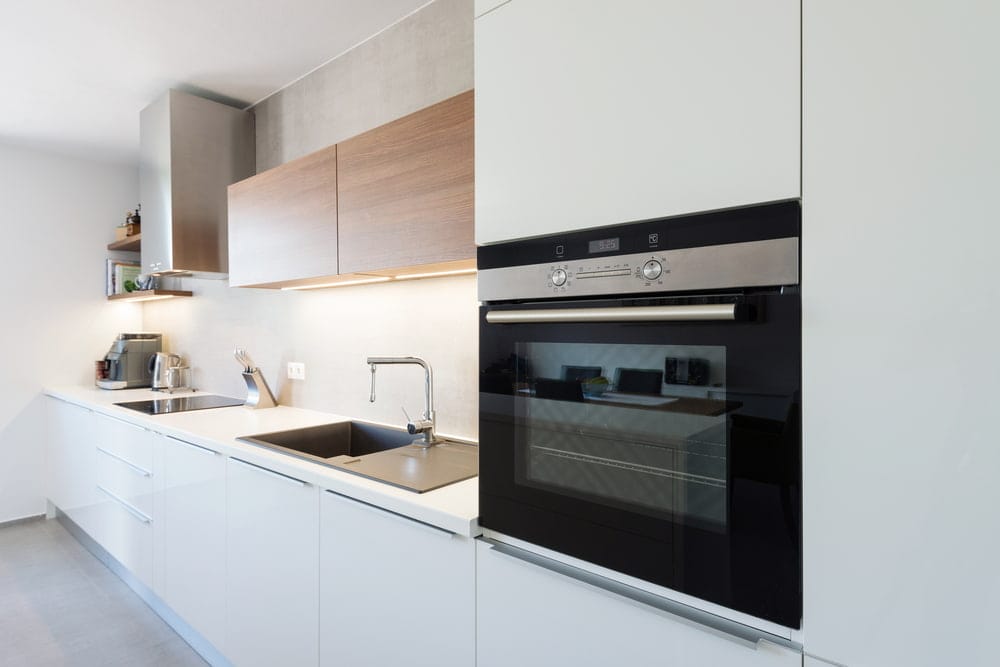 Modern kitchen interior with built-in appliances
