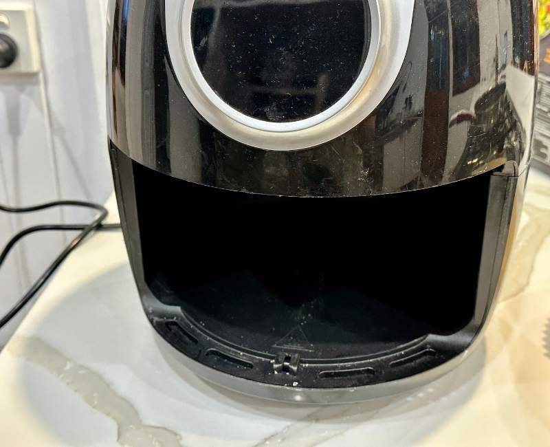 Close-up of an air fryer main unit without the basket