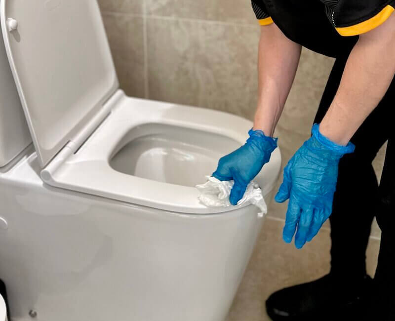 Maid2Match professional house cleaner cleaning toilet seat