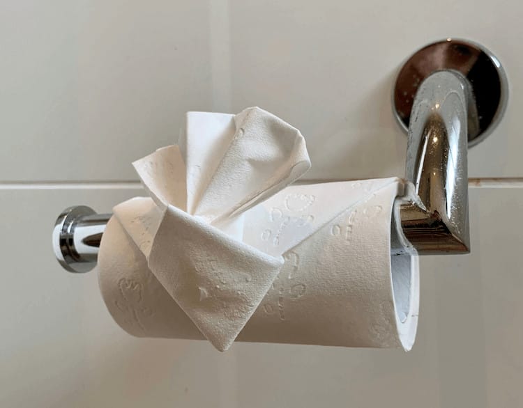 folded toilet paper roll