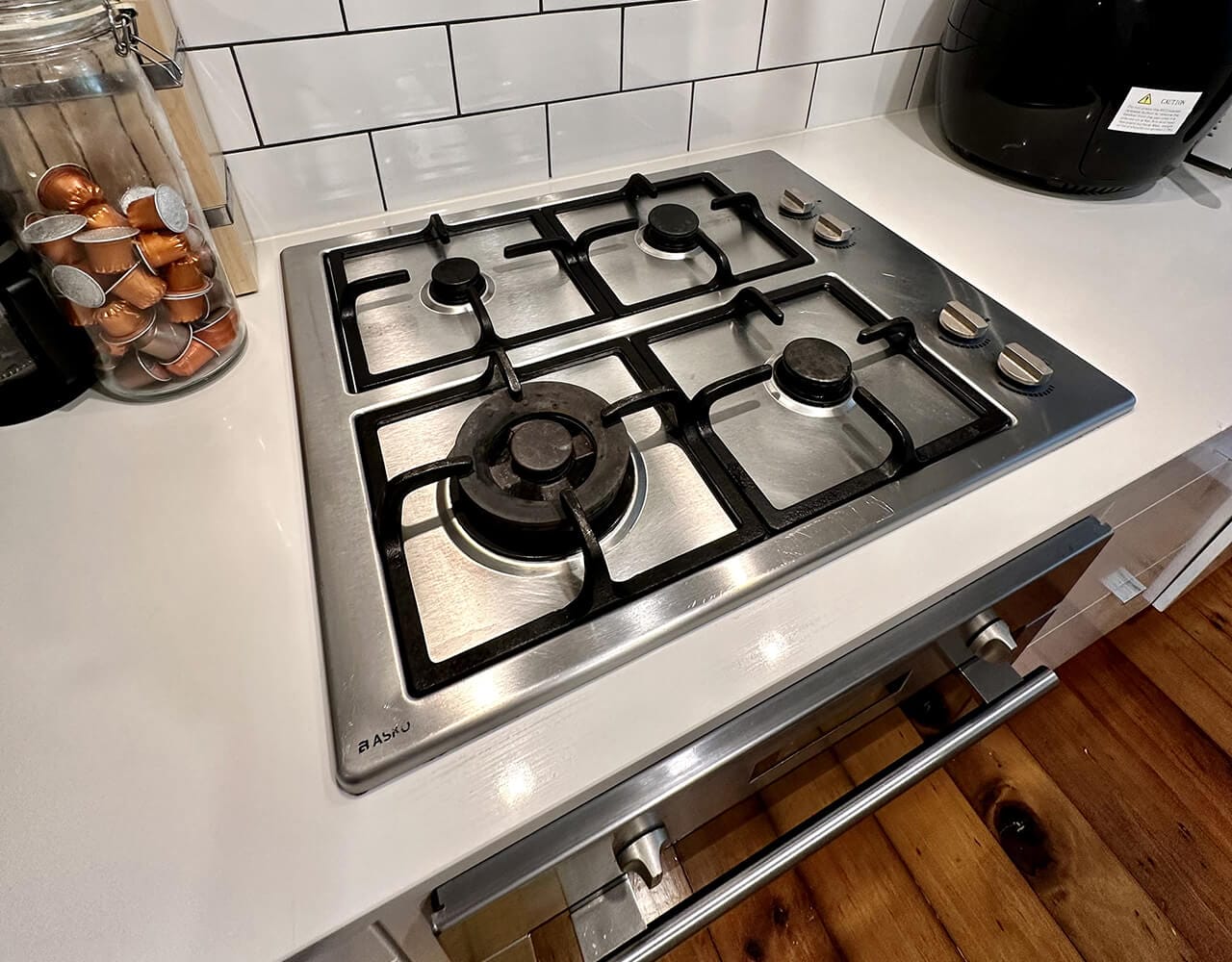 clean stovetop freshly cleaned stainless steel stovetop