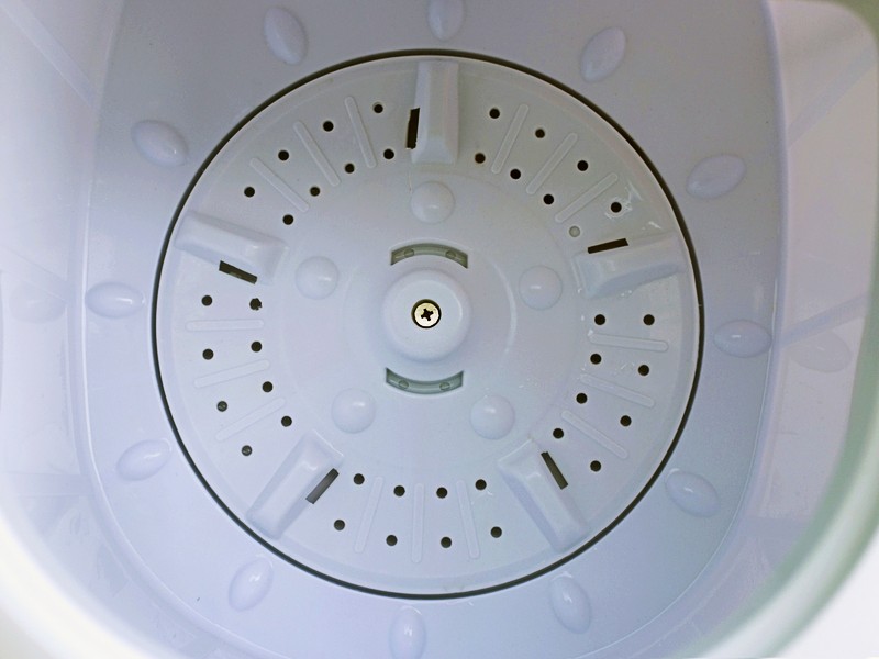 Clean drum of a top load washing machine up close