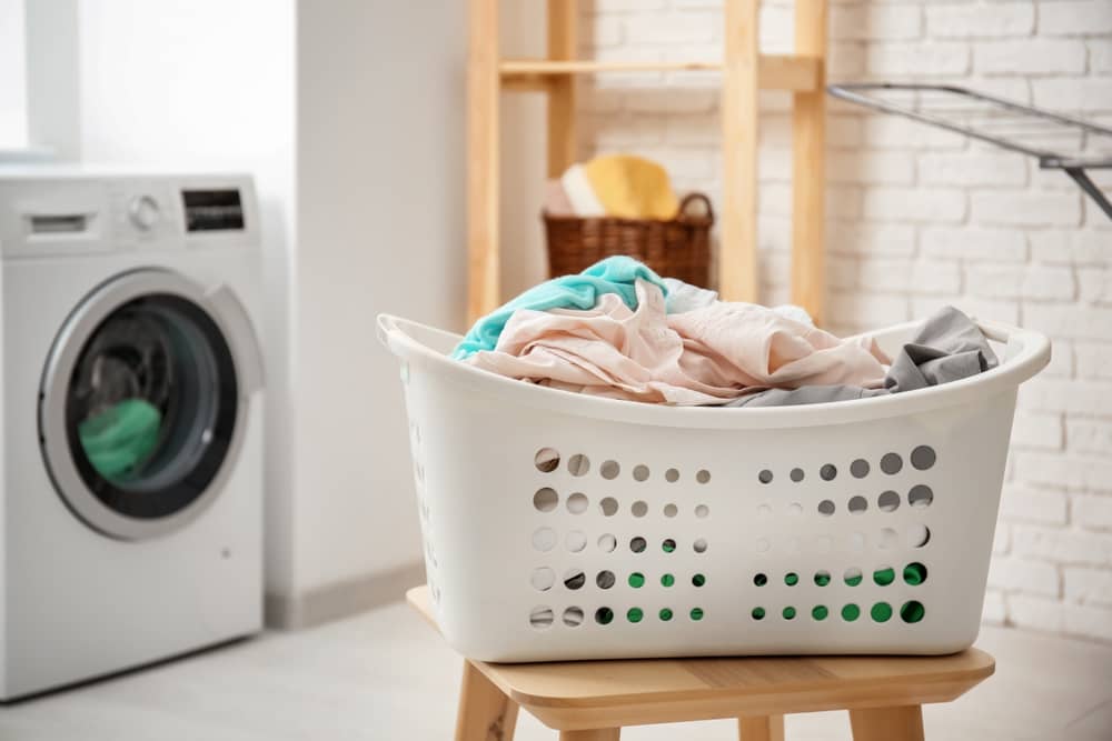 laundry basket in laundry room