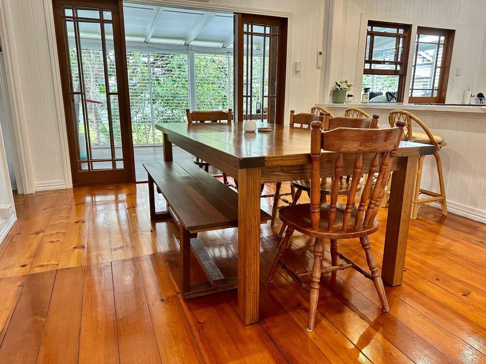 timber flooring in the dining area