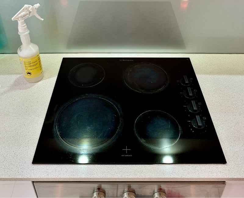 clean electric stove top on counter 