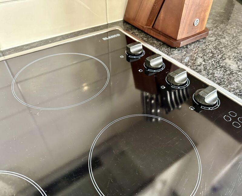 scratches on the surface of a glass cooktop