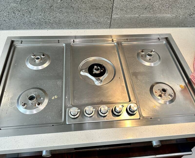 stainless steel cooktop with stains