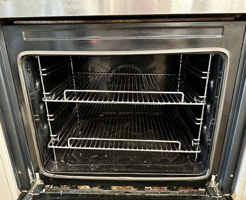 Dirty racks inside the oven
