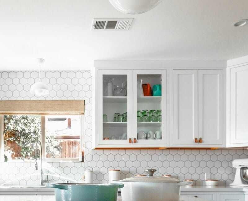 kitchen with white cabinets and ceiling exhaust fan