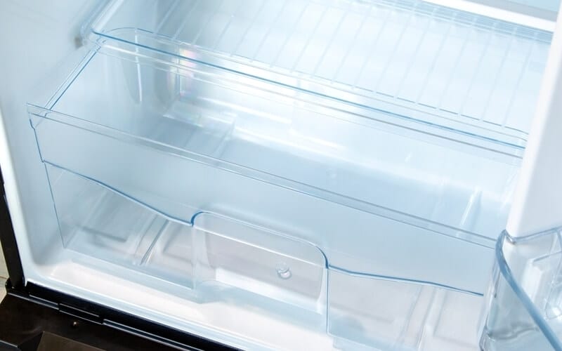 clean empty refrigerator drawer