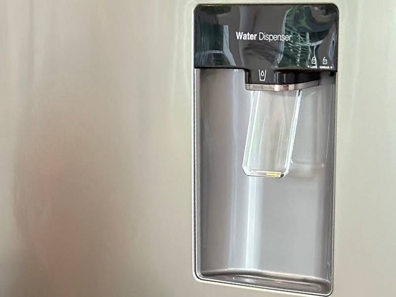 fridge water dispenser up close