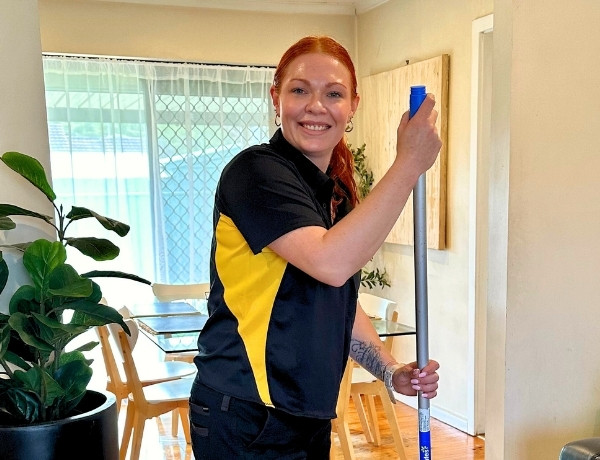 Maid2Match-NDIS-Adelaide-cleaner-Laura-mopping Maid2Match Adelaide NDIS professional cleaner, Laura - mopping