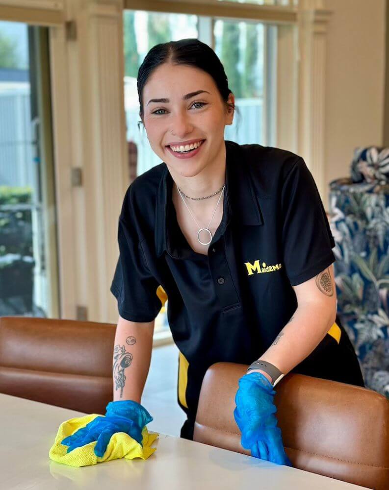 Maid2Match professional house cleaner in Adelaide House cleaner in Adelaide wearing Maid2Match uniform