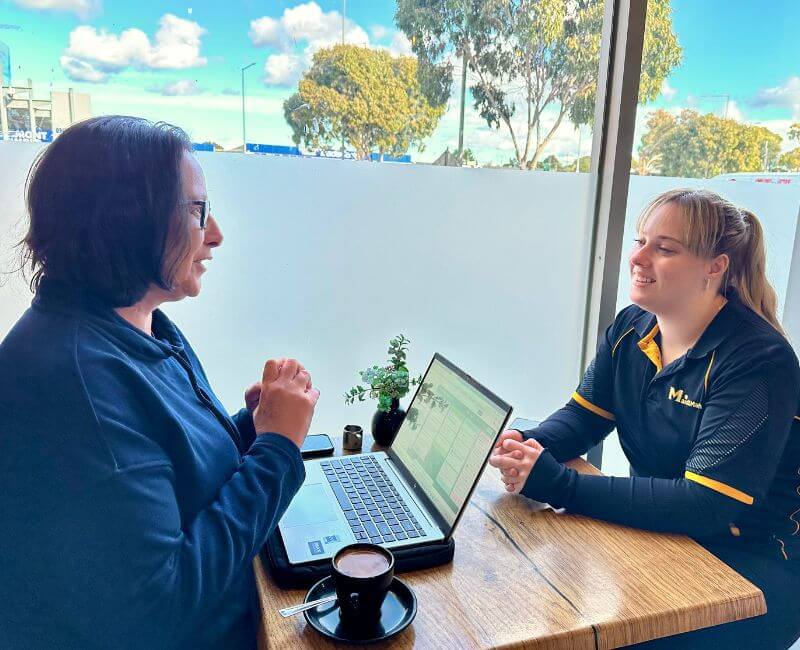 Maid2Match Geelong Field Staff Team Leader Cherie in a meeting with Field Staff Trainer Grace