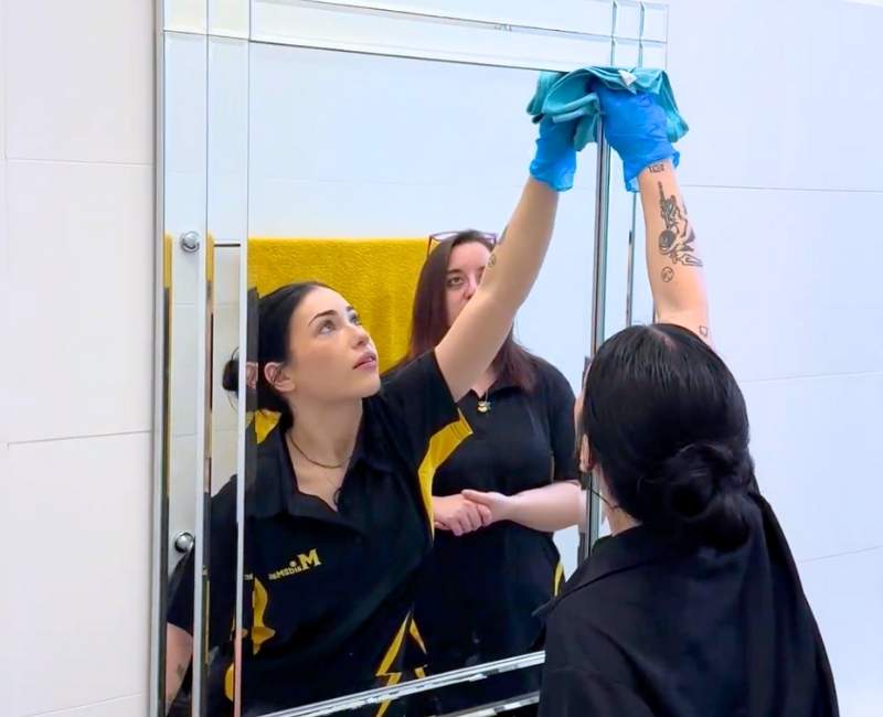 Maid2Match-Adelaide-pathways-program-trainer-mentoring-new-house-cleaner Adelaide Field Staff Trainer Susie mentoring a new field staff during a house cleaning service