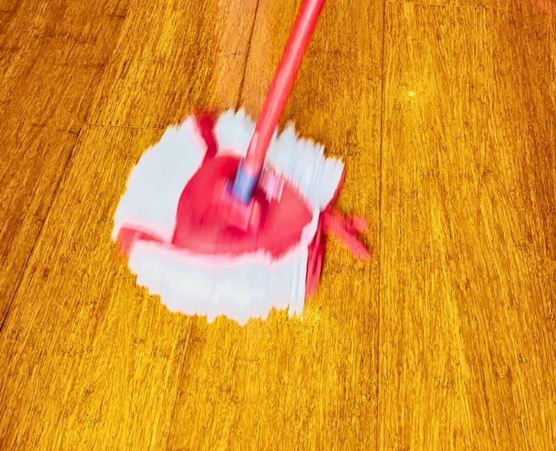 mopping bamboo flooring with microfibre spin mop