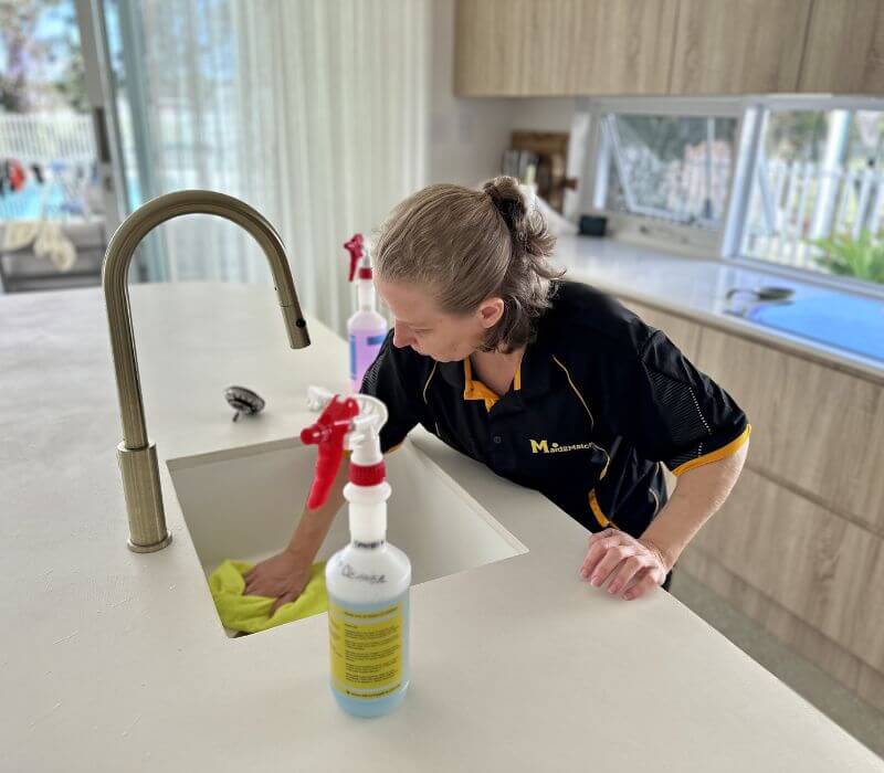 Maid2Match house cleaner cleaning white kitchen sink