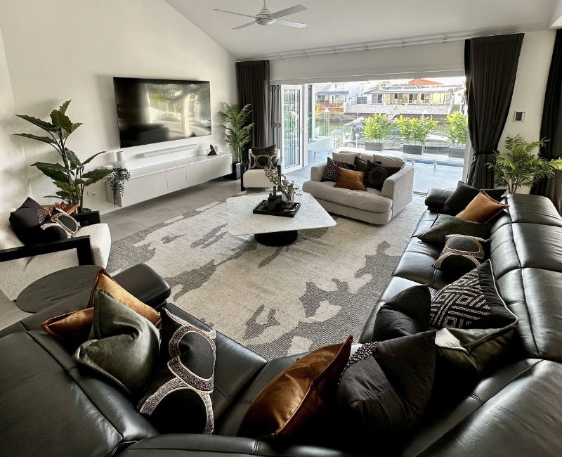 Tidy living room freshly cleaned by a Maid2Match house cleaner